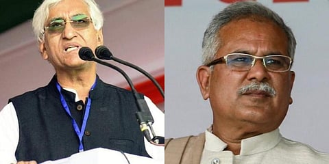 Chhattisgarh health minister TS Singhdeo (L) and state CM Bhupesh Baghel. (Photos | Twitter, PTI)