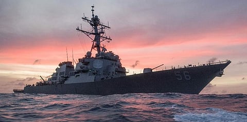 FILE | A US navy ship conducts a patrol in the South China Sea (File photo | AP)