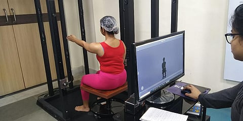 Measurements being taken manually in the pilot run of INDIAsize project. (Photo| EPS)