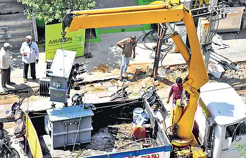 Power cabling works underway in Tirupati on Tuesday I Madhav K