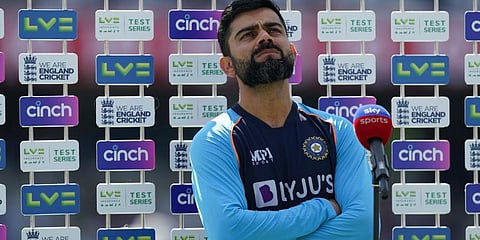 Indian captain Virat Kohli reacts during the presentation ceremony after their loss on the fourth day of third Test match between England and India, at Headingley cricket ground in Leeds. (Photo | AP)