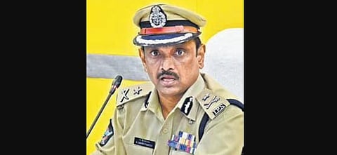 Commissioner of Police B Sreenivasulu addressing the media. (Photo | Express) 