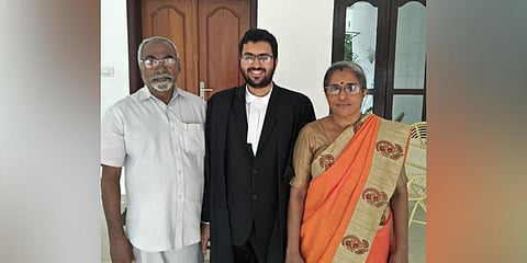 Aaromal with father Surendran and mother Pushpalatha