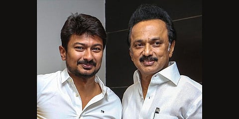 Udhayanidhi Stalin and M K Stalin. (File | PTI)