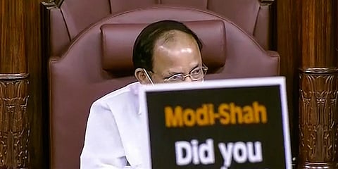 Rajya Sabha Chairman M Venkaiah Naidu conducts proceedings of the House during the Monsoon Session of Parliament, in New Delhi. (Photo| PTI)