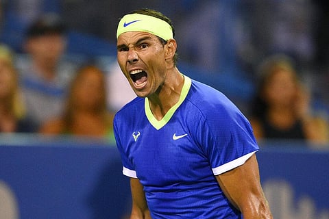 Rafael Nadal, of Spain, screams during a match against Jack Sock, of the United States. (Photo | AP)