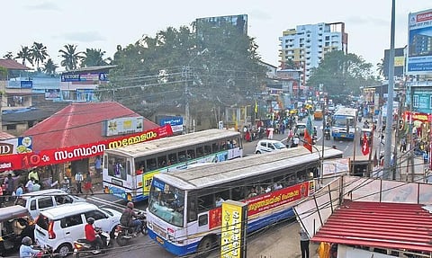 The busy Sreekariyam junction in Thiruvananthapuram | B P Deepu