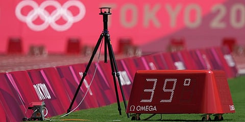 Temperature on the field during the athletics at the 2020 Summer Olympics in Tokyo. (Photo | AP)