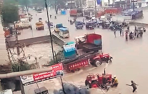 A flood-hit area in Guna district of Madhya Pradesh’s Gwalior-Chambal