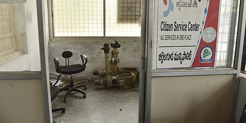 The Citizen Service Centre at Meerpet-Jillelguda Municipal Corporation office remains non-operational. (Photo| Vinay Madapu, EPS)