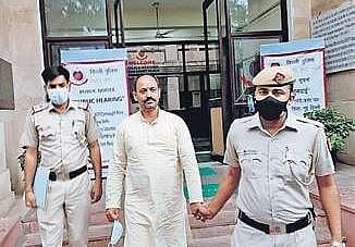 Pinki Chaudhary in police custody on Tuesday. (Photo | PTI)