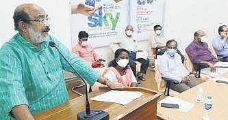 Former minister T M Thomas Isaac inaugurating the SKY programme