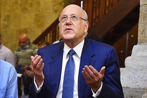 Lebanese Prime Minister Najib Mikat, prays as he attends Friday prayers, at a mosque in downtown Beirut, Lebanon, Friday, Sept 10, 2021. (Photo | AP)