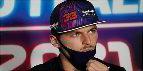 Red Bull driver Max Verstappen of the Netherlands attends a press conference ahead of Sunday's Italian Formula One Grand Prix, at the Monza racetrack, in Monza, Italy, Sept. 9, 2021. (Photo | AP)