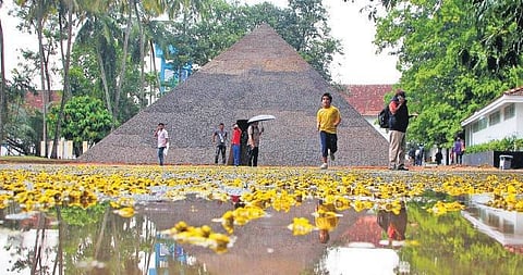 An installation put up during the 2016 Kochi Biennale.