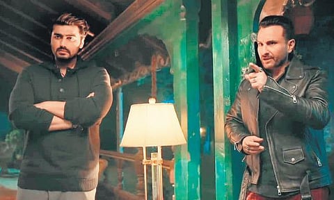 Arjun Kapoor and Saif Ali Khan in a still from 'Bhoot Police'