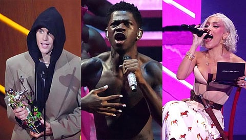 Justin Bieber, Lil Nas X and Doja Cat at the MTV Video Music Awards at Barclays Center on Sunday, September 12, 2021, in New York. (Photos | AP)