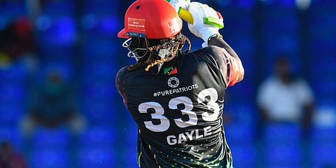 St Kitts and Nevis Patriots batsman Chris Gayle scored 42 runs off 27 balls. (Photo| CPL Twitter)