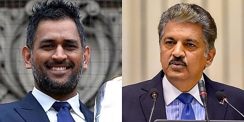 Former Indian skipper MS Dhoni (L) and industrialist Anand Mahindra (File photo| PTI)