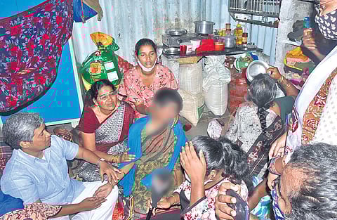 People console the family members of the six-year-old girl who was raped and murdered at Saidabad in Hyderabad | VINAY MADAPU