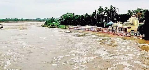 A swollen Baitarani river in Jajpur and a culvert washed away due to heavy rains in Keonjhar district. (File photo | Express)