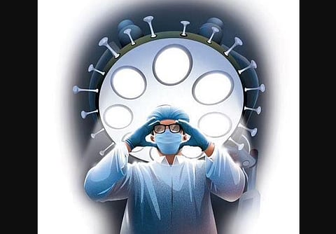 General duty medical officers (GMDOs), who were protesting since September 15 in Krishna district. (Express Illustration)