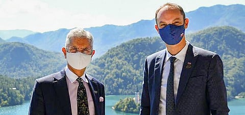 External Affairs Minister of India Dr. S. Jaishankar meets Foreign Minister of Slovenia Anze Logar in Ljubljana, Thursday, Sep. 2, 2021. (Photo | PTI)