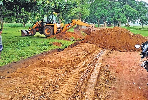 MGNREGS work being carried out with a machine in Nabarangpur | Express