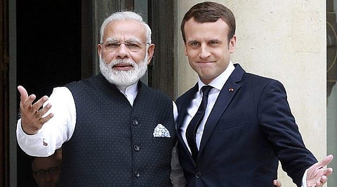 PM Narendra Modi with France President Emmanuel Macron 