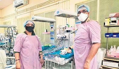 The one-month-old infant undergoing treatment at KIMS hospital in Hubballi
