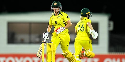 Beth Mooney (foreground) and Nicola Carey carried Australia women to victory. (Photo | Twitter, Australia women's cricket)