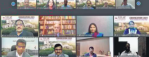 Nobel laureate Dr M Stanley Whittingham, VIT chancellor Dr G Viswanathan and other guests at the virtual convocation | Express