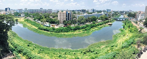 An aerial view of the Cooum River from Ethiraj Salai in Chennai | R Satish Babu