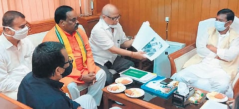 Union Minister of State for Water Resources Bisweswar Tudu discussing with lawyers at New Delhi on Thursday | Express