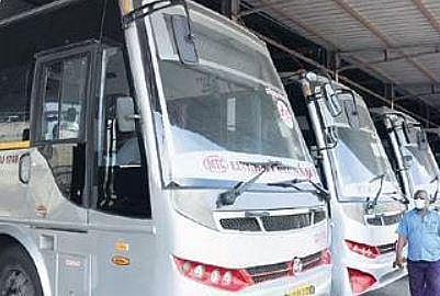 AC buses parked at a bus depot in Chennai on Friday | R Satish Babu
