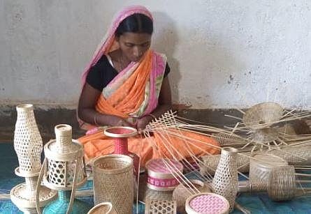 Mira Devi is producing various bamboo handicraft designs to compete with the market product and increased her income manifold becoming financially independent. (Photo | Special arrangement)