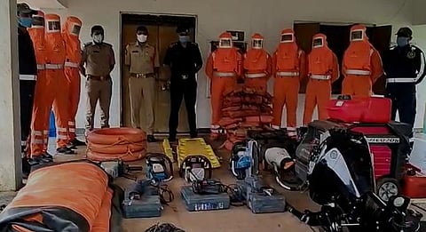 NDRF personnel deployed at Itchapuram in Srikakulam district. (Photo | Express)