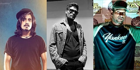 Organiser of battle events Sunny Deon (left), B-boy Madhan (centre) and B-boy Jaka. The dancers are reportedly struggling for resources to up their performances. (Photo | Special arrangement)