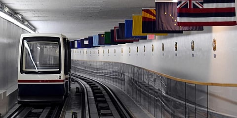 Capitol Hill staffers are seen on a subway car at the US Capitol in Washington DC. (Photo| AFP)