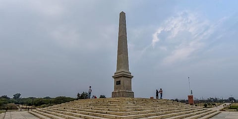 A view of Coronation Pillar at Coronation Park in New Delhi. (Photo | PTI)