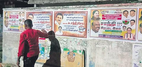 Posters pasted by Chandrasekar’s supporters | Express