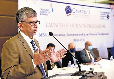 BSACIST  V-C Peer Mohamed speaking at the launch of its new course | R Satish Babu