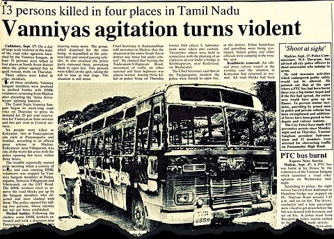 Memorial for 21 killed in 1987 Vanniyar quota stir