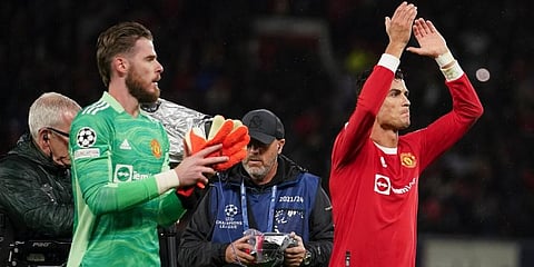 David De Gea and Cristiano Ronaldo were Manchester United's heroes against Villareal. (Photo | AP)