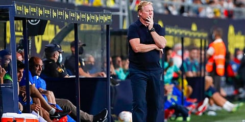 Barcelona's head coach Ronald Koeman watches play. (Photo | AP)
