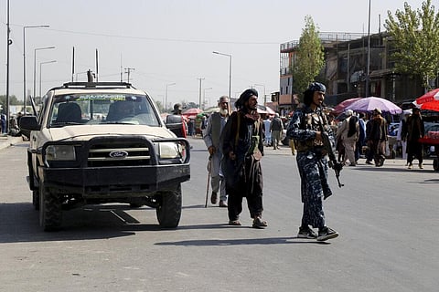 Taliban fighters walk in the city of Kabul, Afghanistan. (Photo | AP)