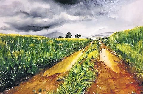 An artwork by Jasbir Bhambra; (below) An artwork by Anindita Kishore