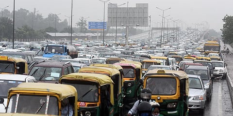 Vehicles stuck in a traffic jam at NH9 after rain in New Delhi. (File Photo| Parveen Negi, EPS)