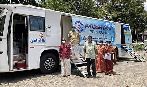 The Clinic on Wheels by Ernakulam Karayogam in association with BPCL and Lakshmi Hospital during its inauguration in Kochi. (Photo | Express)