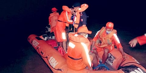 NDRF conducts a rescue operation as boats carrying passengers collided in the Brahmaputra river. (Photo | ANI)